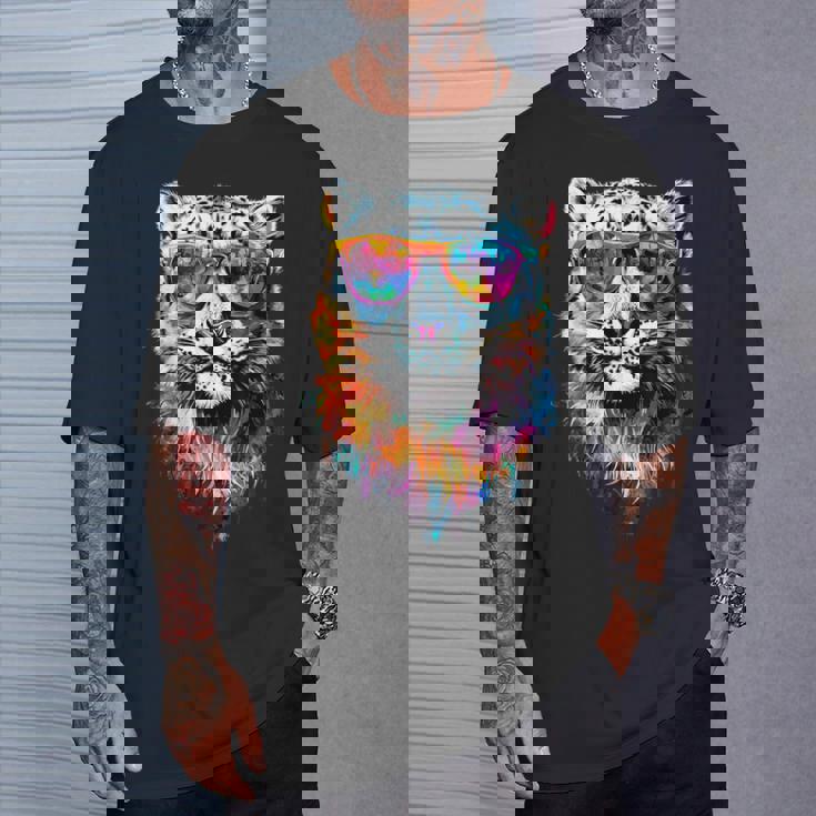 ユキヒョウ パンサー 大型ネコ科動物 ユキヒョウ Tシャツ 彼への贈り物