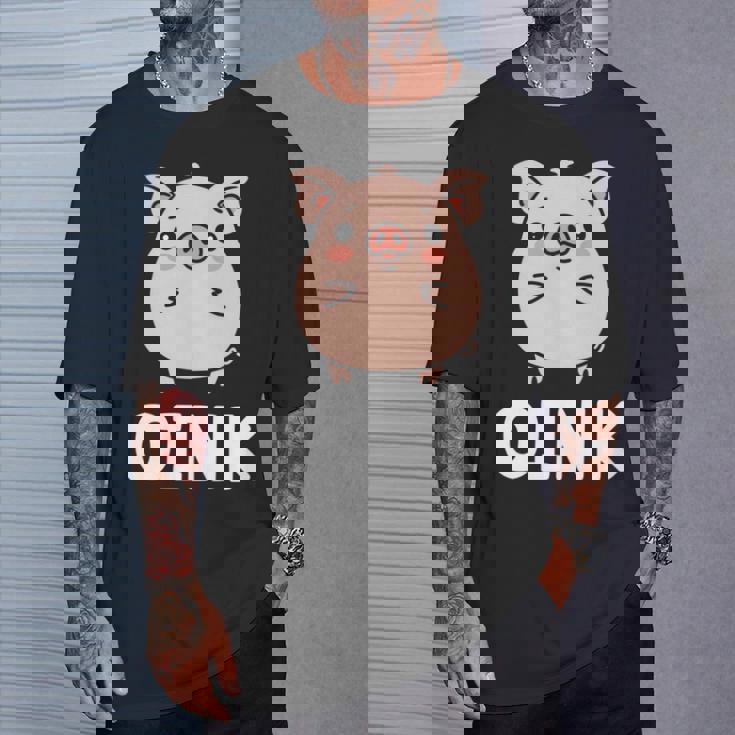 ユーモア豚 ミニマリスト かわいい 面白い豚 長袖tシャツ Tシャツ 彼への贈り物