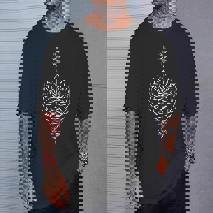 ヨガ用のアロームーンと無限のシンボルを持つロータス Tシャツ 彼への贈り物