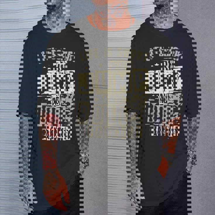 ライフ イズ ショート ラン ジャンプ アンド ロール 派手なフリーランニング パルクール Tシャツ 彼への贈り物