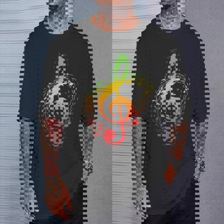 ラスタカラー音符、ジャマイカ風音楽、レゲエ Tシャツ 彼への贈り物