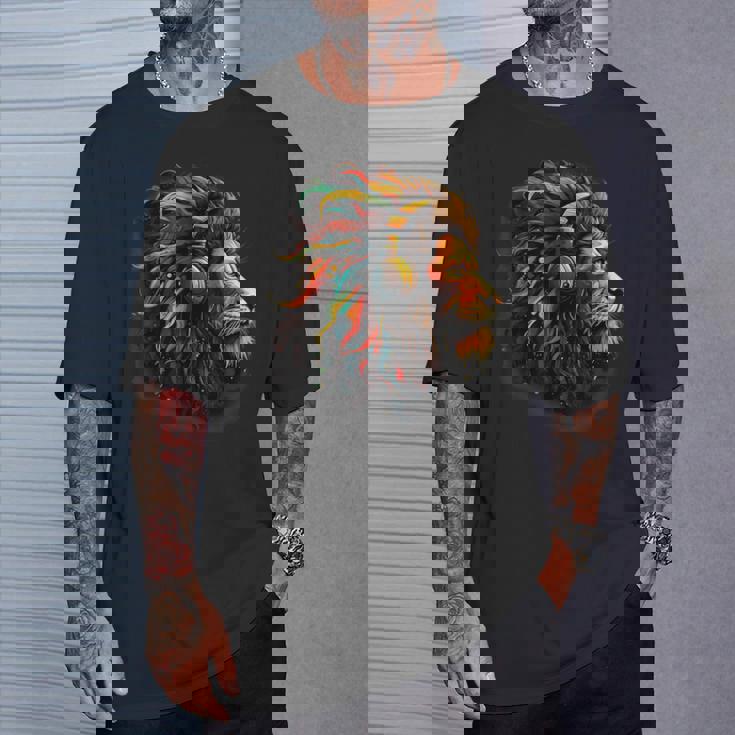 ラスタファリアン・ルーツ ギター ヒッピー ラスタ レゲエ ライオン ラスタファリ Tシャツ 彼への贈り物