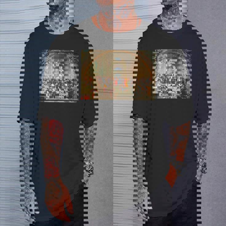 ラファエロ作「アテネの学堂」 Tシャツ 彼への贈り物