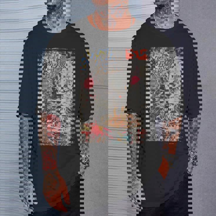 ラーメンヌードル 猫 ヴィンテージ 日本 Hip Hopヒップホップ かわいい オタク レトロ 猫 マンガ アニメ Tシャツ 彼への贈り物