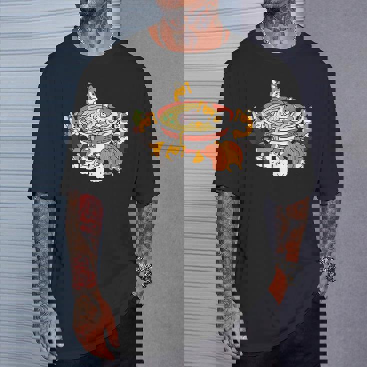 ラーメン寿司ウェルシュ・コーギー・ペンブローク犬 Tシャツ 彼への贈り物