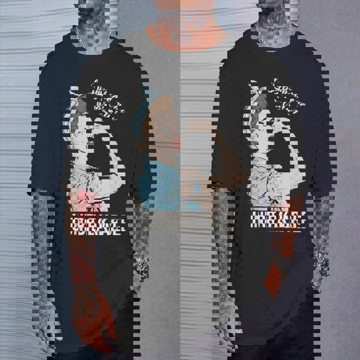 リンパ浮腫の意識 彼女の戦士 壊れないサポート Tシャツ 彼への贈り物