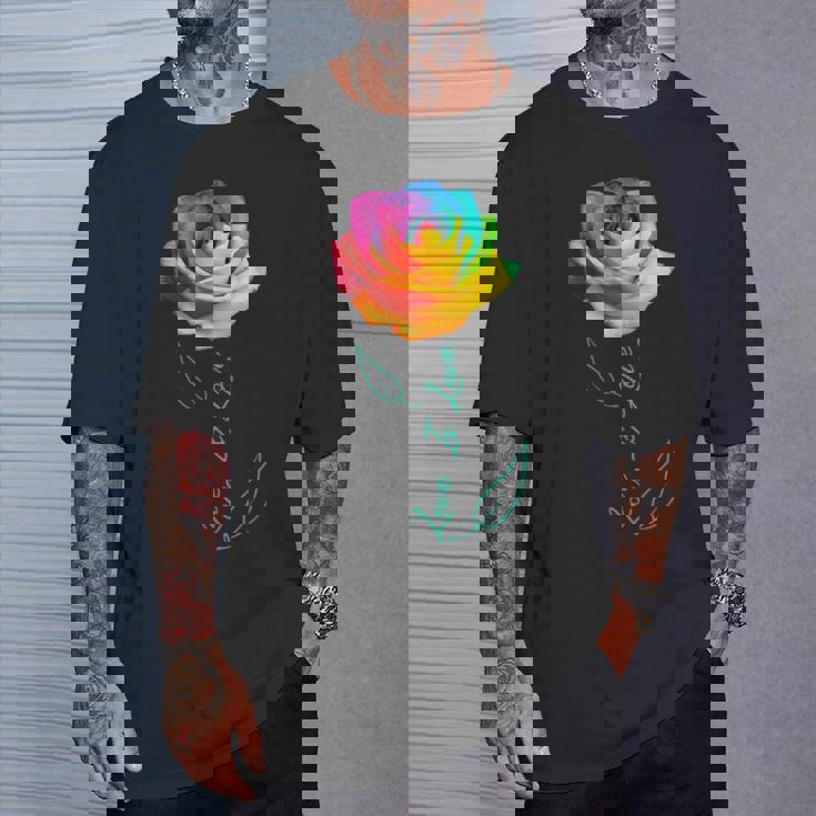 レインボー ローズ Lgbtq 花 Tシャツ 彼への贈り物