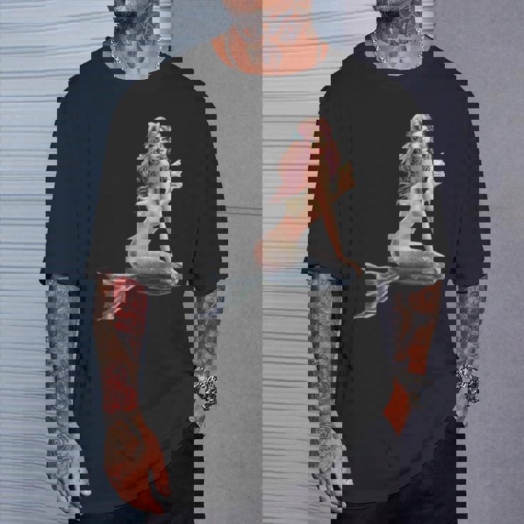 レトロ ヴィンテージ ピンナップ ガール マーメイド Tシャツ 彼への贈り物