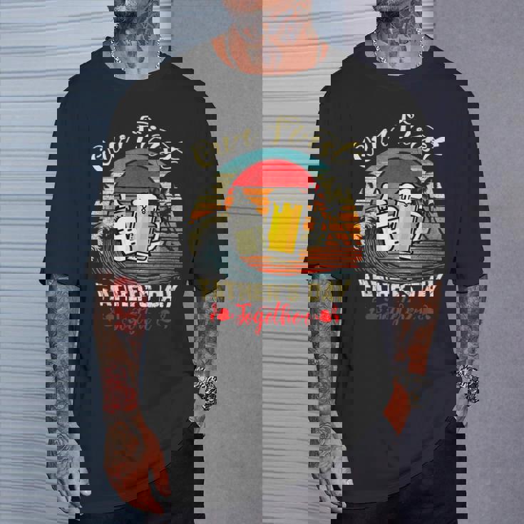 レトロ ヴィンテージ 父の日 初めての父の日 一緒に Tシャツ 彼への贈り物