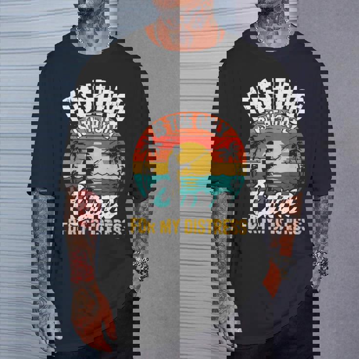 レトロ 釣り療法 メンタルヘルス ストレス解消 フィッシャーマン Tシャツ 彼への贈り物