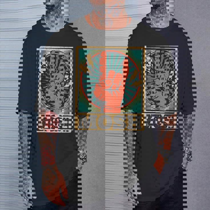 レトロなヴィンテージサインオブザホーンモッシュヘビーロックミュージック Tシャツ 彼への贈り物