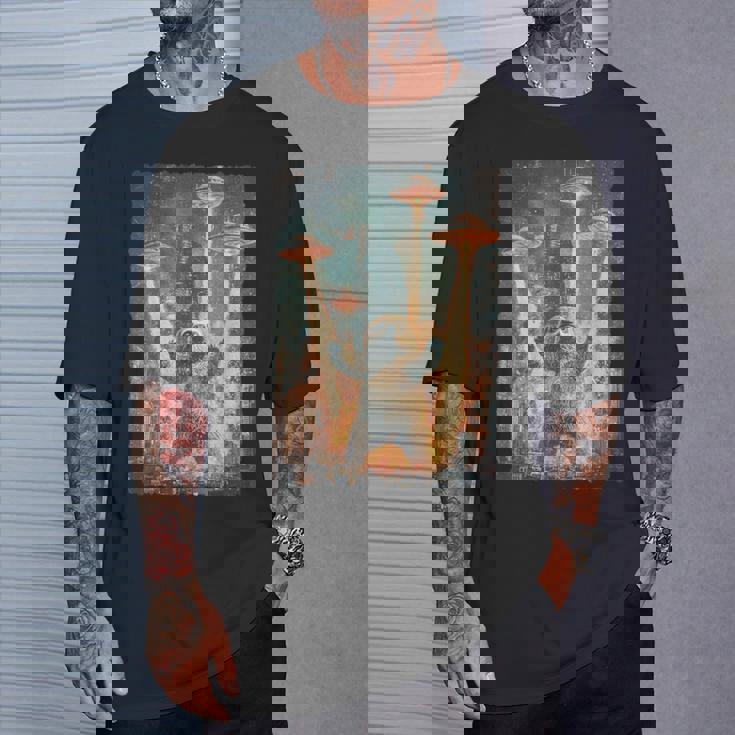 レトロ日本アニメ怪獣モンスターナマケモノセルフィー東京ufo Tシャツ 彼への贈り物