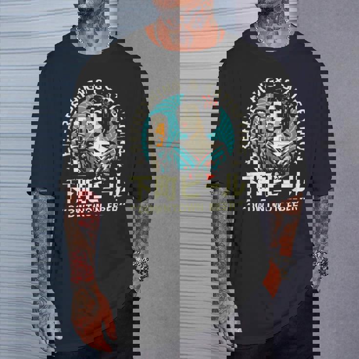 レトロ日本ビール 昭和ヴィンテージ 昭和ガール ダウンタウンビール Tシャツ 彼への贈り物