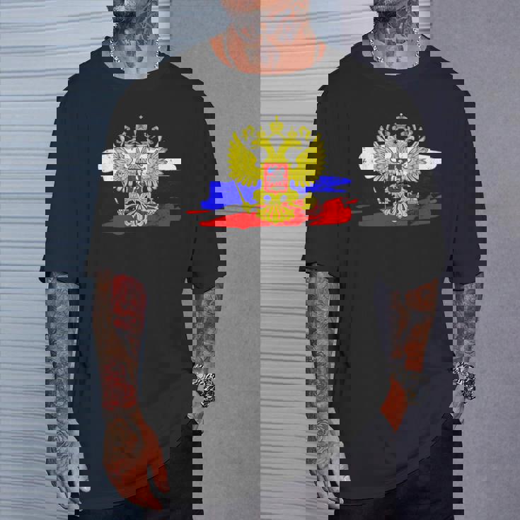 ロシア国章 ロシア国旗 イーグルエンブレム付き Tシャツ 彼への贈り物