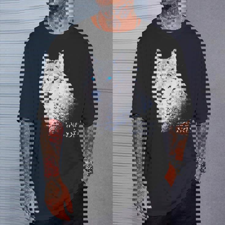 ローンウルフ 森 山 野生 野生動物 雪 オオカミ Tシャツ 彼への贈り物