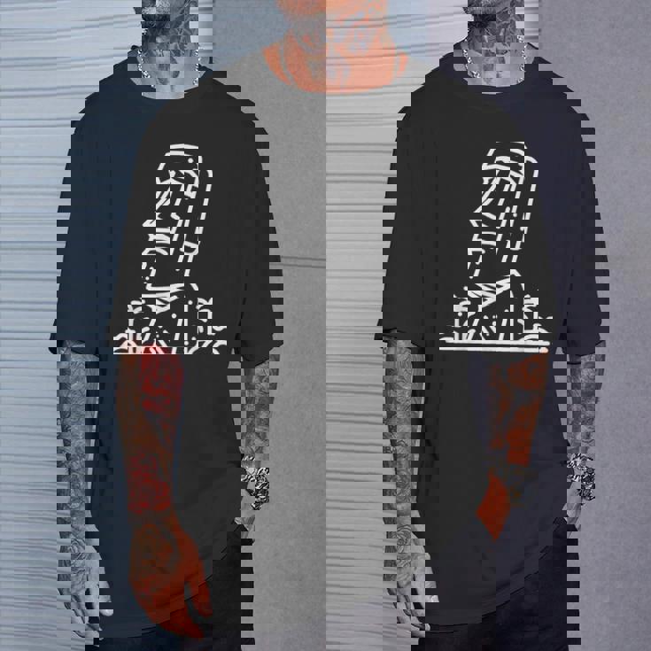 ワンラインアート モアイ像 Tシャツ 彼への贈り物