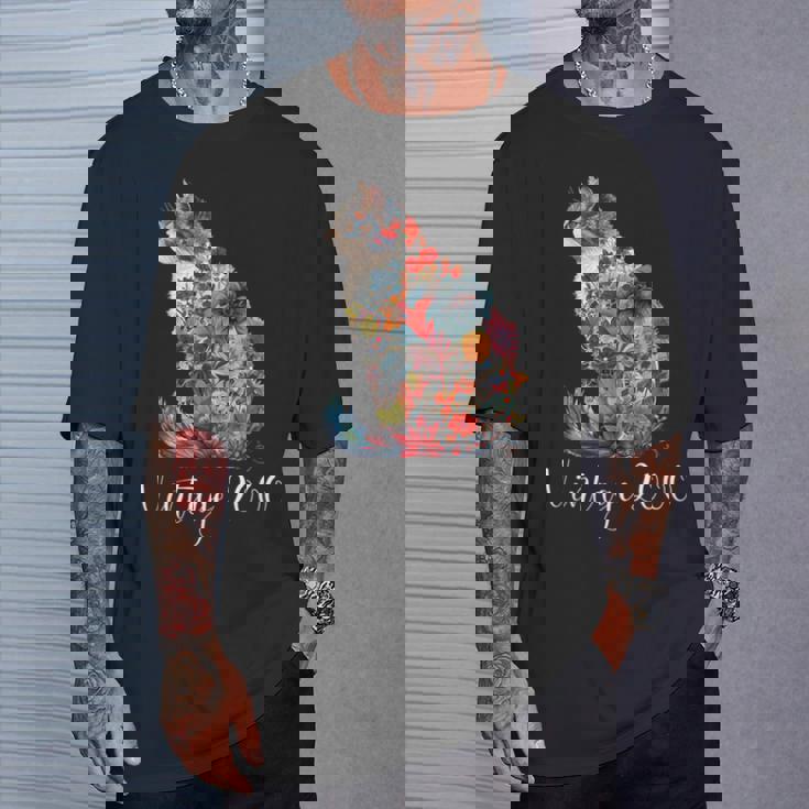 ヴィンテージ 2000 花柄 花 猫好き 24時間 誕生日 Tシャツ 彼への贈り物