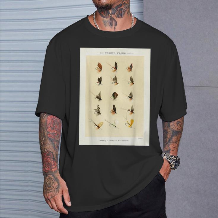 ヴィンテージ トラウトフィッシング フライ メアリーオービス フィッシャーマンアート Tシャツ 彼への贈り物