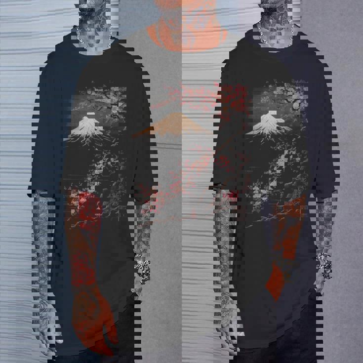 ヴィンテージ 桜 富士山 日本アート 日本 グラフィック Tシャツ 彼への贈り物