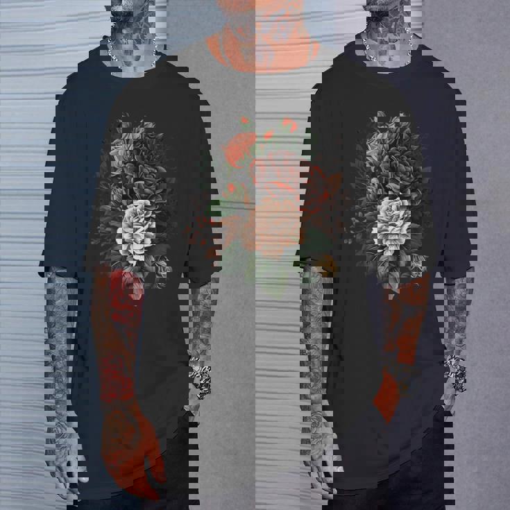 ヴィンテージ 薔薇 花 花 イラスト 花 Tシャツ 彼への贈り物