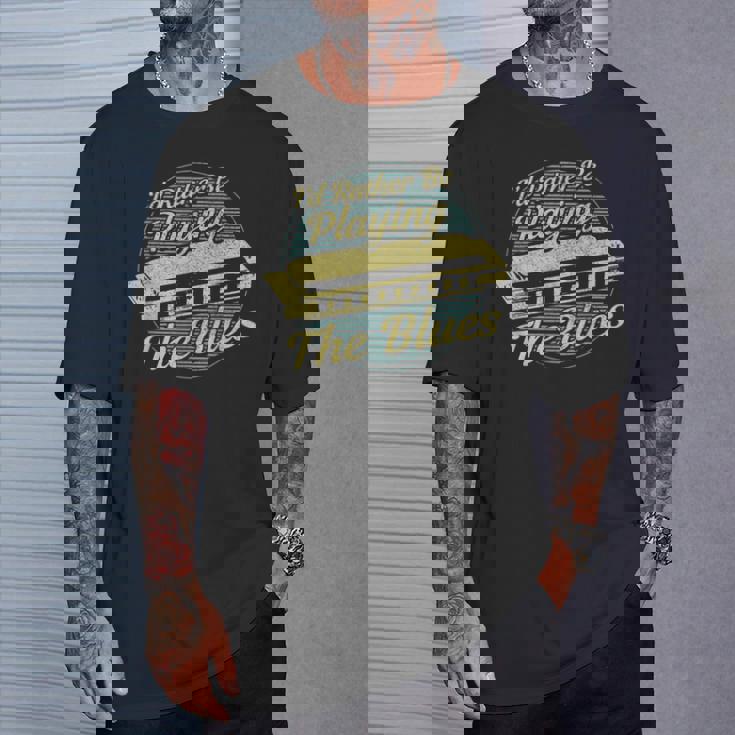 ヴィンテージスタイルの音楽家ハーモニカ ブルース Tシャツ 彼への贈り物