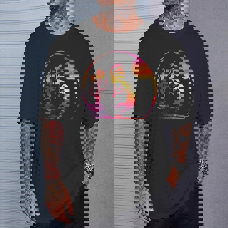 ヴィンテージネイティブアメリカンシンボル サンセット ココペリ Tシャツ 彼への贈り物