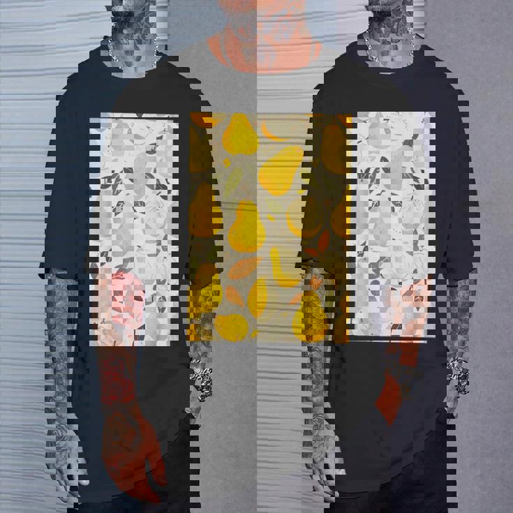 ヴィンテージ柄アート梨 Tシャツ 彼への贈り物