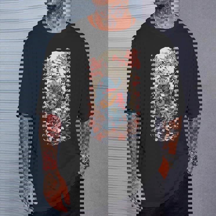 三味線猫 ヴィンテージ 日本 鬼 デザイン Tシャツ 彼への贈り物