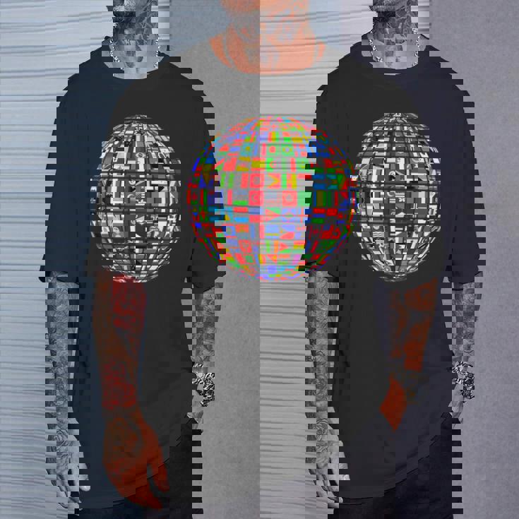 世界地図 世界地図 地球アトラス 世界の国旗 Tシャツ 彼への贈り物