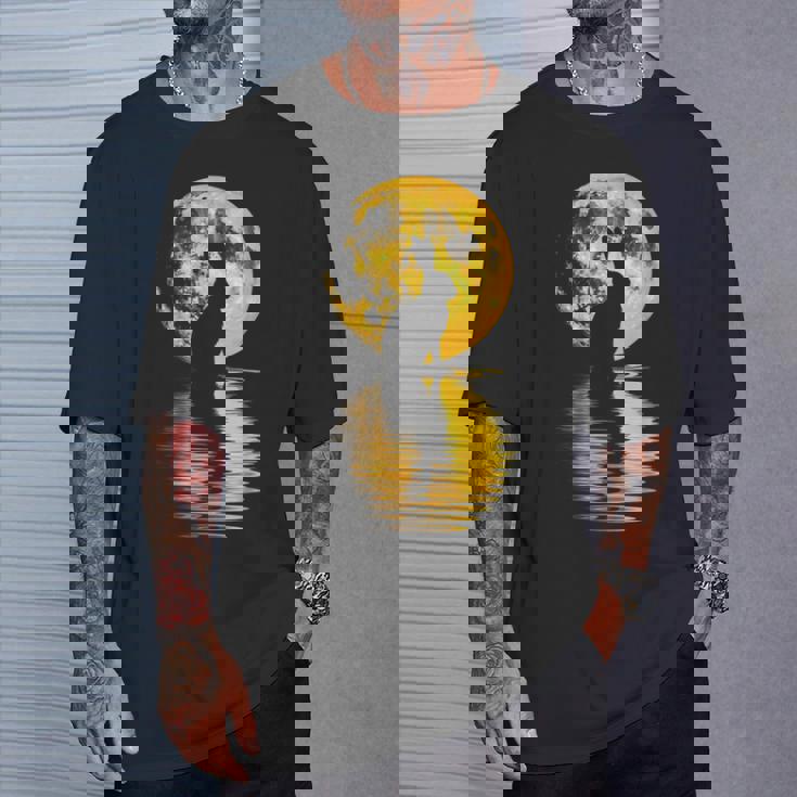 中秋節月 うさぎ シルエット 月餅 恋人 Tシャツ 彼への贈り物