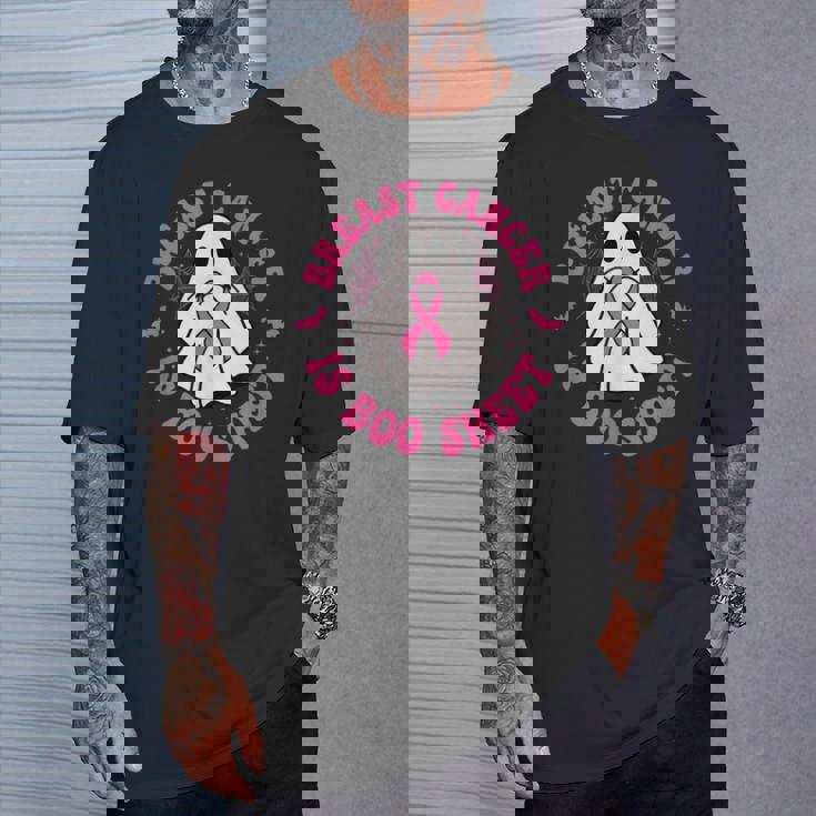 乳がんはブーシート ゴースト ピンクリボン ハロウィン Tシャツ 彼への贈り物