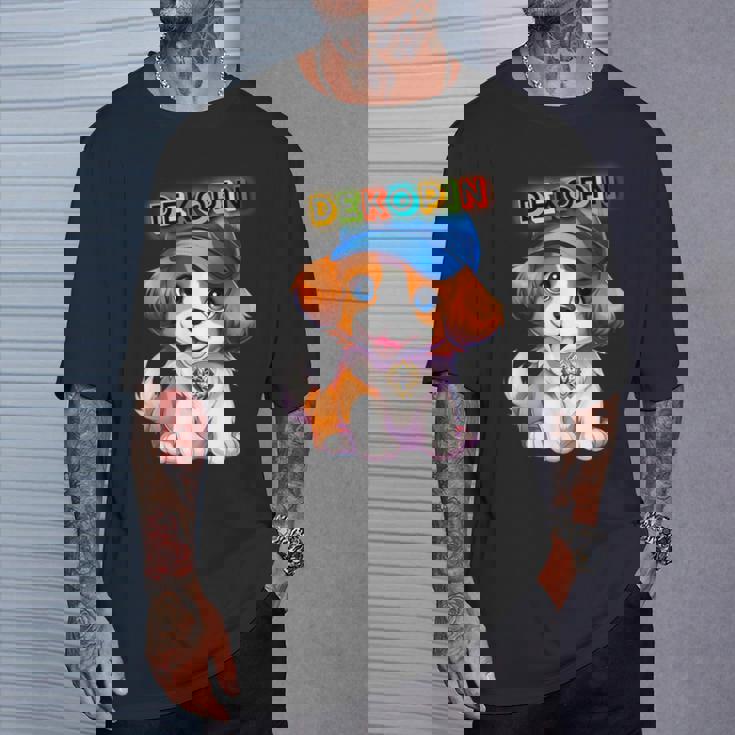 仔犬 野球 Decoy デコピン 愛犬 Kooikerhondje かわいい 人気者 Tシャツ 彼への贈り物