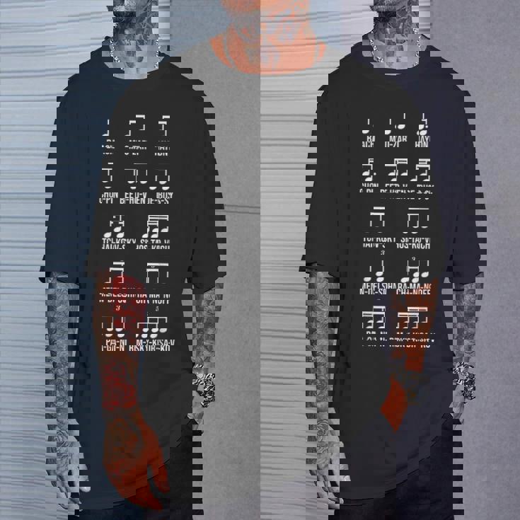 作曲家 リズム クラシック音楽 ギフト 音楽 モチーフ バッハ モーツァルト ベートーベン ショパン 音楽好き Tシャツ 彼への贈り物