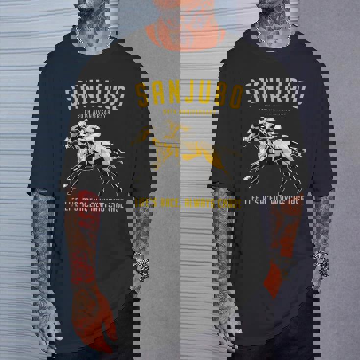 傘寿祝い 競馬好き うま 馬好き 父 母 男性 女性 80歳お祝い Life's Race Always Chase Tシャツ 彼への贈り物