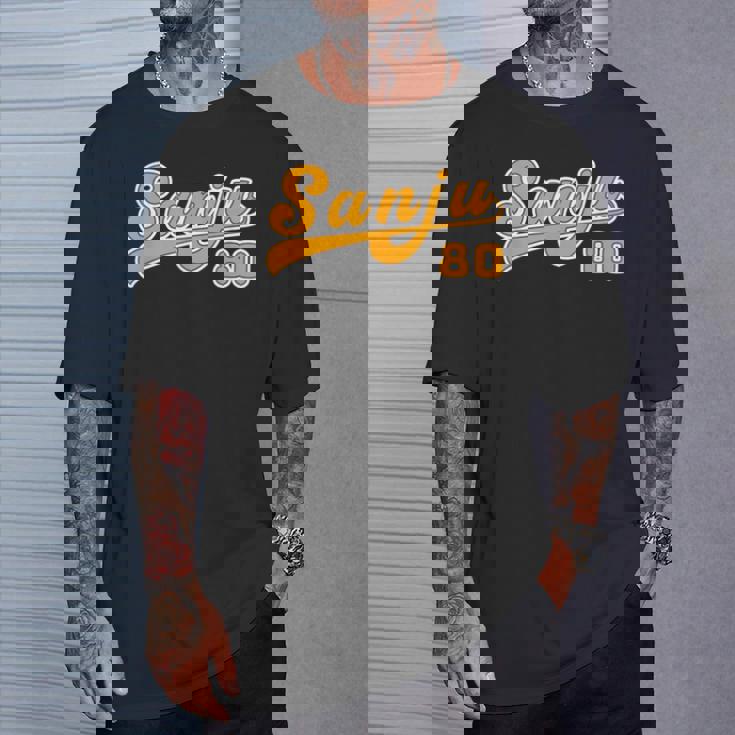 傘寿祝い 野球 野球好き 野球ユニフォーム風anju 文字 父 母 男性 女性 おもしろ 80歳 誕生日 Tシャツ 彼への贈り物