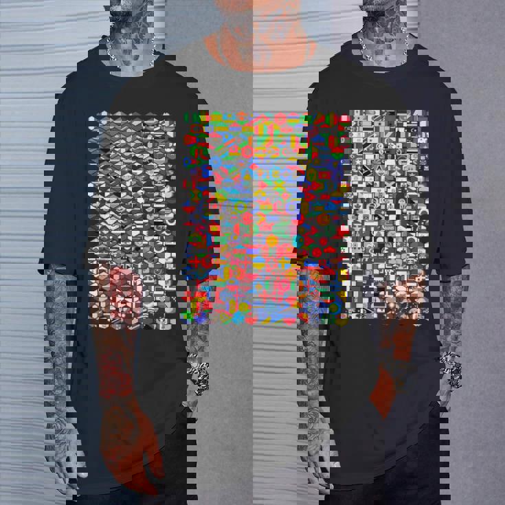 六角形の世界旗、国旗tシャツ Tシャツ 彼への贈り物