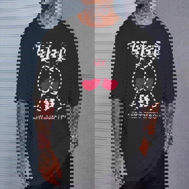 卒寿祝い ワイン好き 酒好き 父 母 男性 女性 90歳お祝いintage Aged To Perfection Tシャツ 彼への贈り物