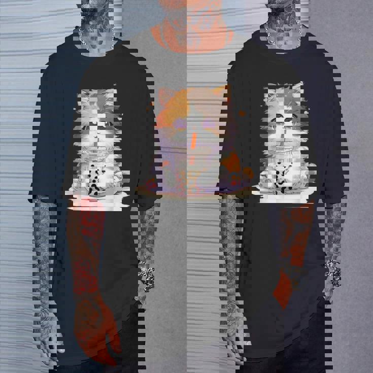 原宿竹下通りの可愛い子猫 アニメ好き オタクを癒すタピオカ茶 Tシャツ 彼への贈り物