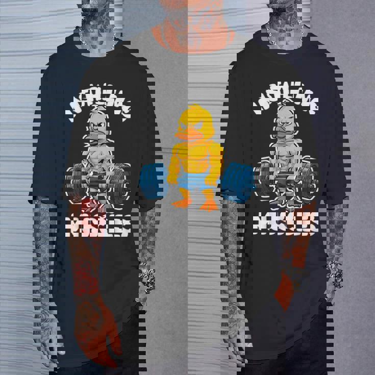 取り付け 筋肉 アヒル ウェイトリフティング フィットネス ジム 男の子 男性 Tシャツ 彼への贈り物