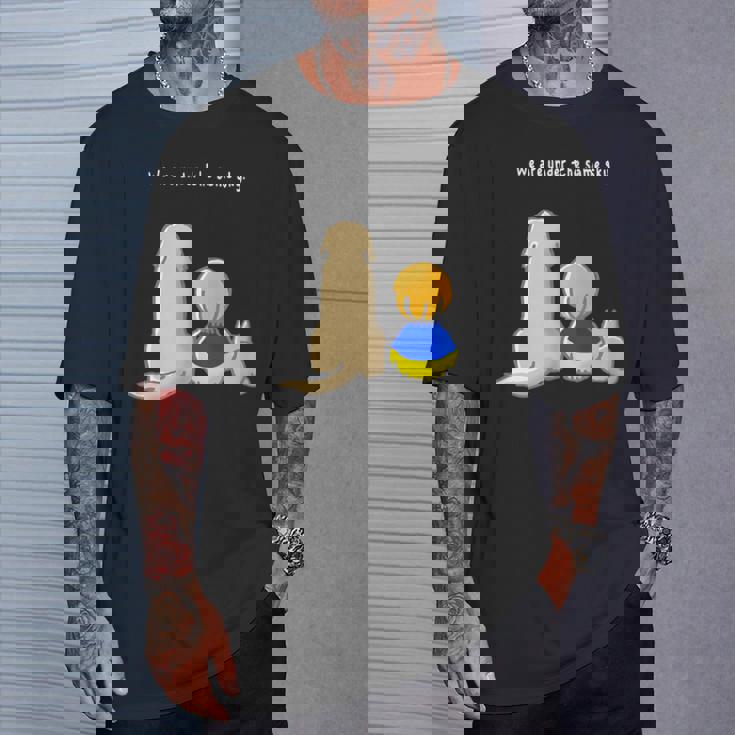 同じ空の下白文字 ウクライナ 反戦 平和 希望 仲間 家族 犬 猫 メンズ レディース キッズ Tシャツ 彼への贈り物