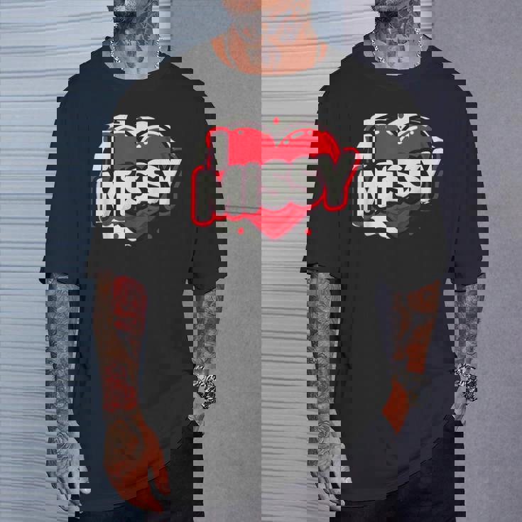 名前入り Missy I Love Missy Tシャツ 彼への贈り物