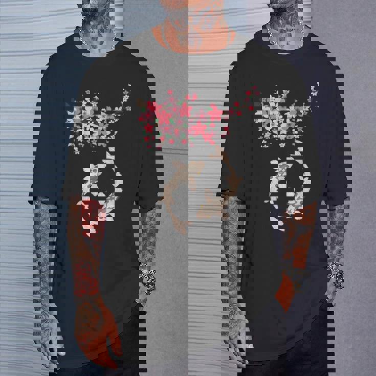 和鯉 鯉 錦鯉 魚 桜 男性 女性 Tシャツ 彼への贈り物