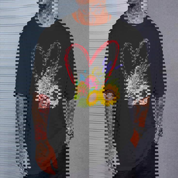 夏の花のデザイン、ひまわり、ラベンダー、アジサイ Tシャツ 彼への贈り物