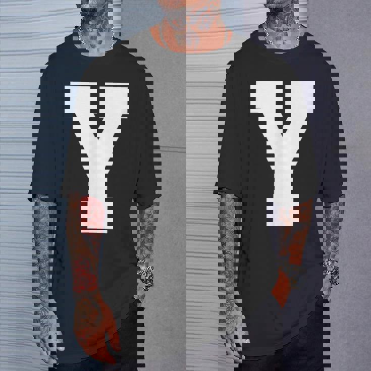 大文字 Y アルファベット モノグラム イニシャル Tシャツ 彼への贈り物