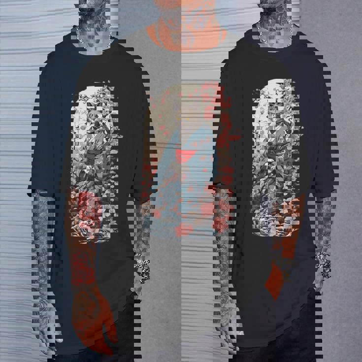 妖怪猫 着物美桜風 Tシャツ 彼への贈り物