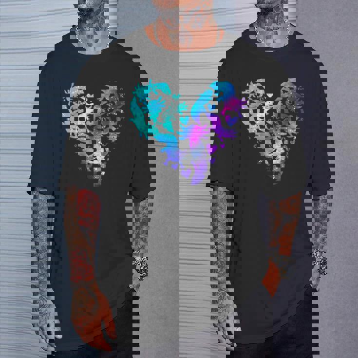 宇宙 ウーパールートル かわいいウーパールーパー ハート 水彩 ウーパールーパー Tシャツ 彼への贈り物