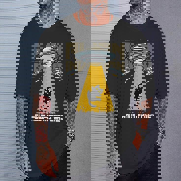 宇宙人 侵略 Abduct Me Please 宇宙船 おもしろ猫 Ufo Tシャツ 彼への贈り物