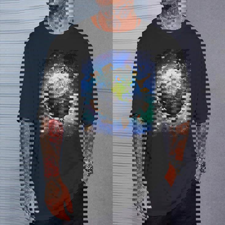 宇宙地球動物グループシーン Tシャツ 彼への贈り物