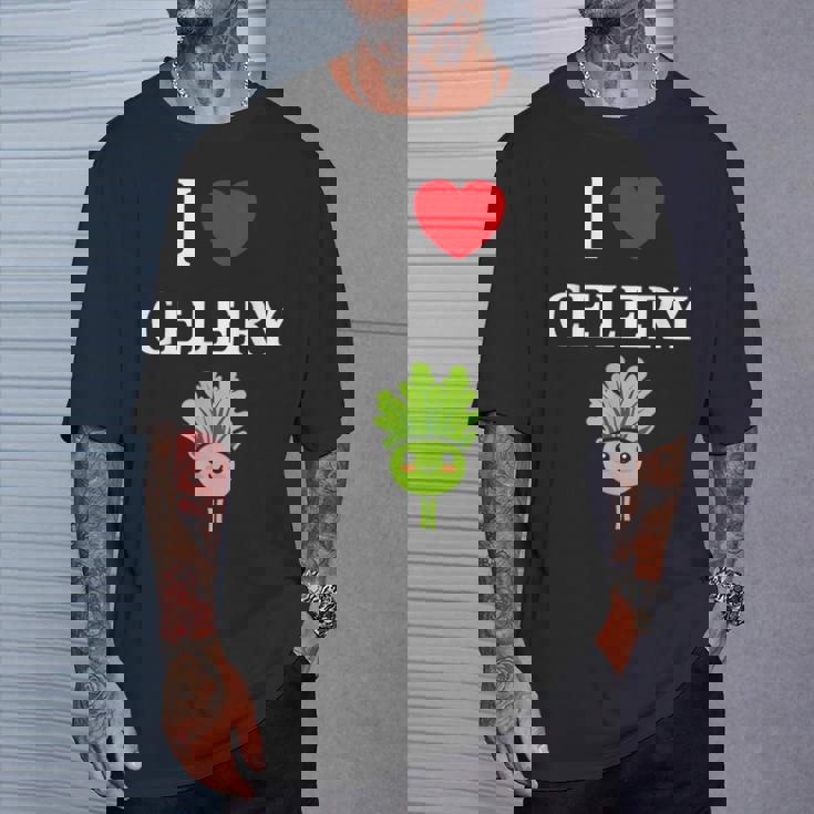 小さな野菜 セロリ ミニマリスト かわいい シンプル セロリ I Love Celery Tシャツ 彼への贈り物