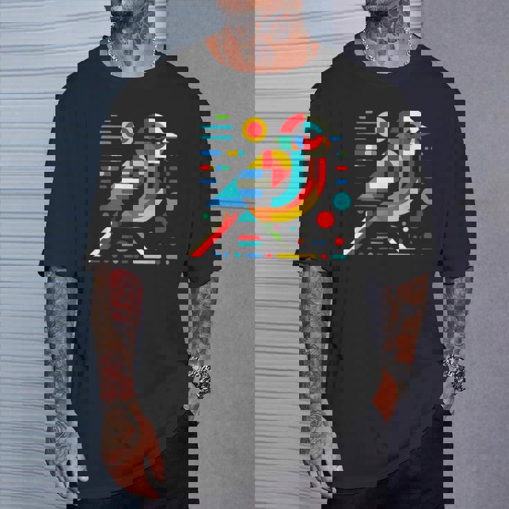 幾何学的 ミニマリズム モダン イラスト スズメ 鳥 アート Tシャツ 彼への贈り物